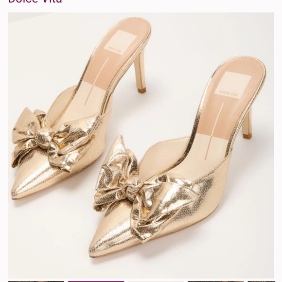 NEW Dolce Vita Come With Me Gold Metallic Bow Heels, size 7.5 - Picture 1 of 10